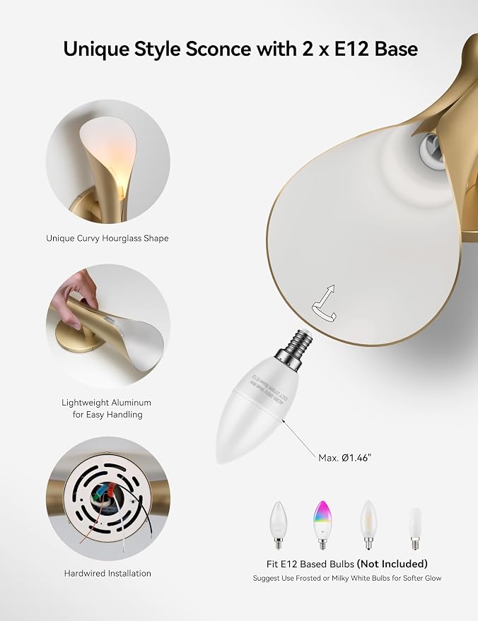 Tubicen Gold Wall Sconces Mid Century Modern Movie Theater Lights for Wall - Image 4