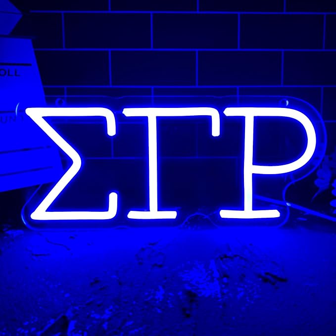 Sigma Gamma Rho Neon Light Sign, Dimmable LED Sorority Greek Lettering 11.8 x 5.1 in, Elegant Sorority Neon Signs Wall Decor for Girls Kids Room Bedroom Bar Birthday Gifts (Blue) by Unknown