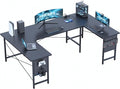 Pamray 71 Inch Large Gaming Desk with Power Outlets U Shaped Computer Desk | Spacious Workspace with USB Charging Ports & Pegboard & Headphone Hooks Suitable for PC Gaming Office Work Study and Writing by PAMRAY