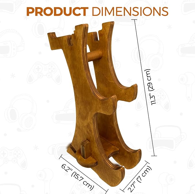 Wooden Controller Stand - Dual Game Controller Holder - Image 2
