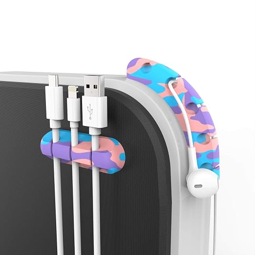 INCHOR Cable Organizer, Cord Organizer Cable Management, Cable Clips USB Cable Holder Wire Organizer Cord Clips,(5, 3 Slots Colourful) - Image 6
