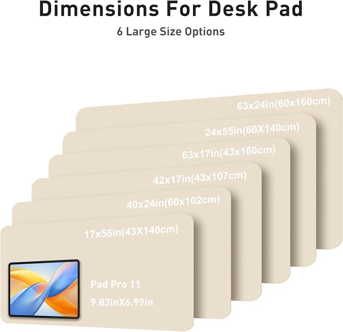Aothia Faux Leather Desk Mat - Large Mouse Pad, Non-Slip PU Leather Blotter, Waterproof Writing Surface for Office and Home (Beige, 63" x 17") - Image 5