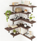 Fixwal Conner Shelves Wall Mounted for Decor, Walnut Brown Set of 5 by Fixwal