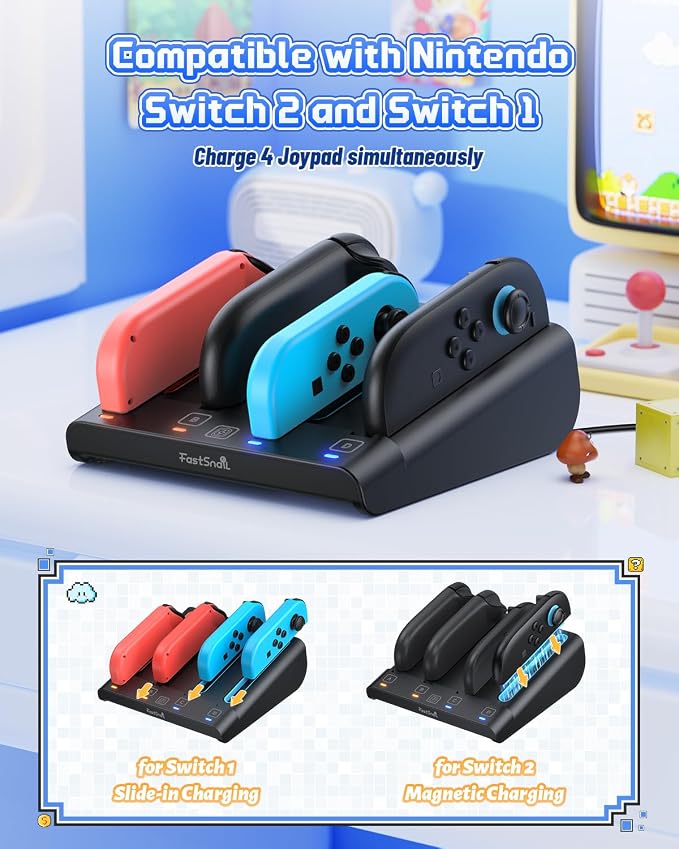 FASTSNAIL Switch Controller Charger for Nintendo Switch 2/1/OLED for JoyCon - Image 3