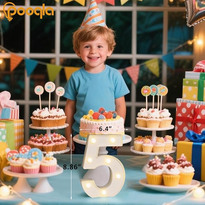 Pooqla Colorful Lighted Numbers with Remote, 35 Colors Light Up Numbers for Party, RGB LED Marquee Number Lights Gift for 5th Birthday Decorations, Wedding, Bar, Night Light, Home Decor, Number 5 - Image 5