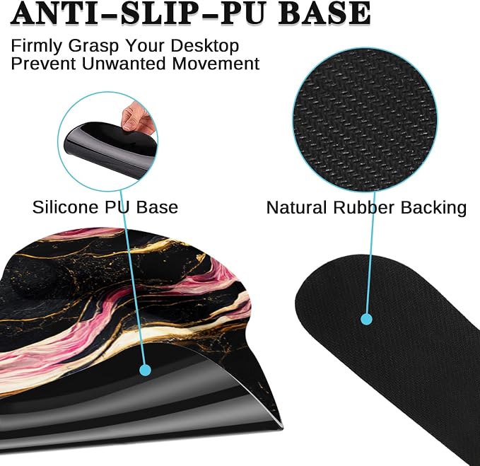 Britimes Ergonomic Mouse Pad Set with Wrist Rest, Marble Black - Image 7