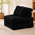 King Oasis Folding Sofa Bed, Corduroy Chair Bed with Pillows | 3-in-1 Fold Out Floor Sofa Couch with Headrest and Lumbar Pillows，for Living Room, Bedroom, Apartment, Dorm, Black by Unknown