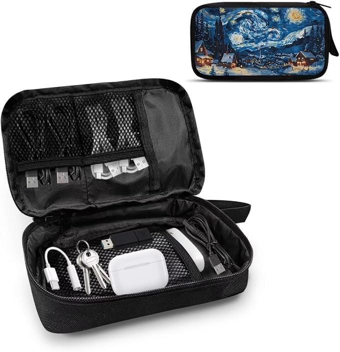 Cottage Travel Cord Organizer Case Tech Pouch Electronic Accessories Carry Case Storage Bag Travel Bag Cable Organizer for Charger Earphone Phone Cord Cable - Image 2
