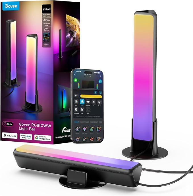 Govee Smart Light Bar, RGBICWW TV Lights for Living Room, Gaming, Black by Unknown
