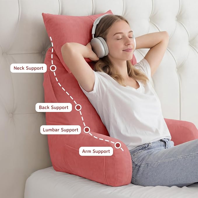 Reading Pillow for Bed,Back Pillow for Bed Sitting Up,Lumbar Support Pillow - Image 5