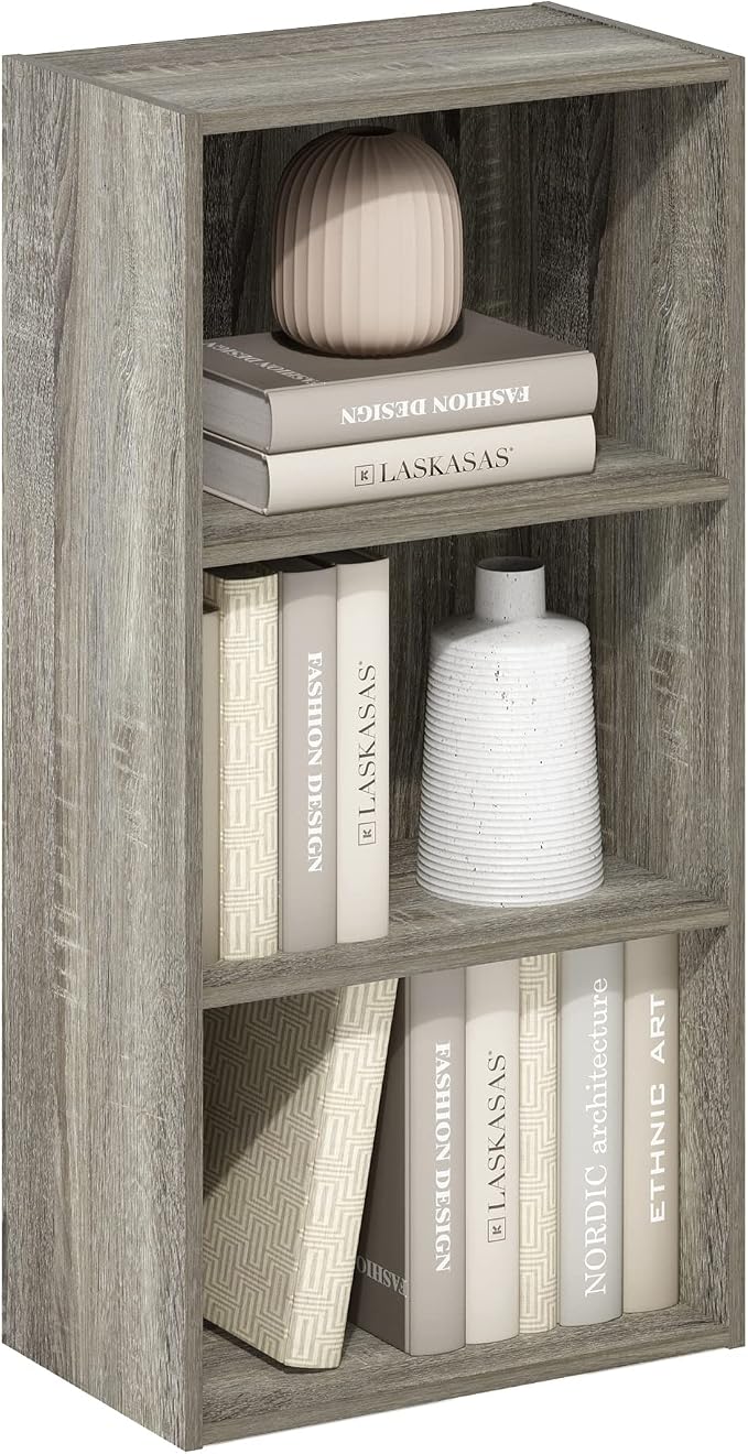 Furinno LUDER 3-Tier Book Shelf, Open Shelves Bookshelf, French Oak by Furinno-FitsYourSpaceFitsYourBudget