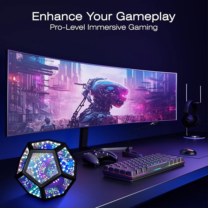 MITO Infinity Mirror Light Dodecahedron, RGBW Cube Light Decor for Gaming - Image 3