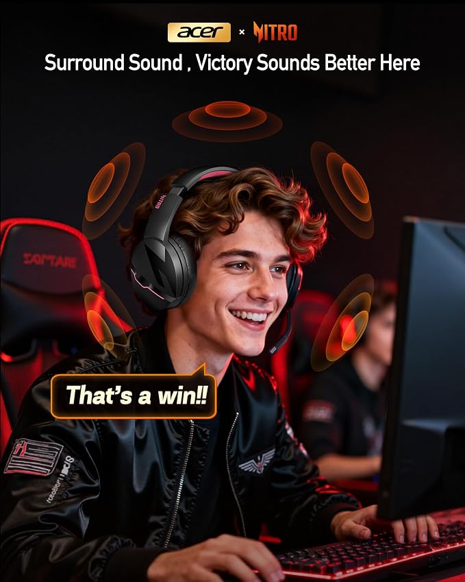 Acer Wireless Gaming Headset, PS5 Headset with 2.4GHz for Ps5, Ps4, PC, Switch, Bluetooth 5.3 + 100Hrs Gaming Headphones with Noise Canceling Mic for Laptop, Mobile, Mac, 50mm Drivers (Blackpink) - Image 9