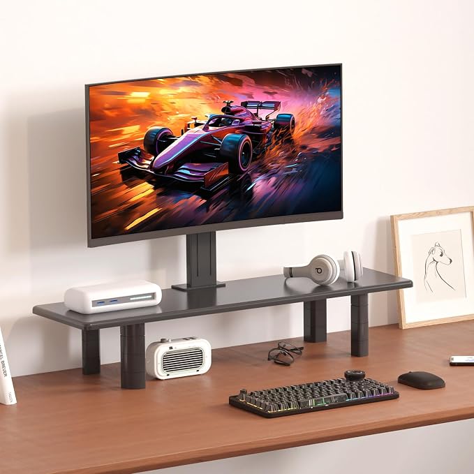 suptek Dual Monitor Stand Riser, 32.28" Large Stands for 2 Monitors | Wooden Desktop Organizer Shelf for Office Desk Computer, TV, Laptop - Image 7