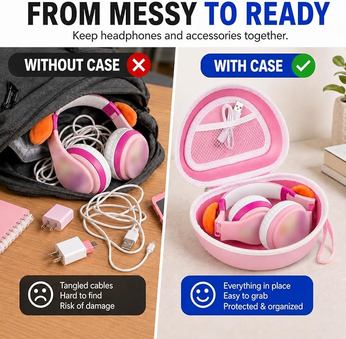ANKHOH Kids Headphone Case for eKids, for Beats Solo4 Headphones, LightPink - Image 4