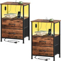 Somdot Nightstands Set of 2 with 2 Drawers, Charging Station & LED Light by Somdot