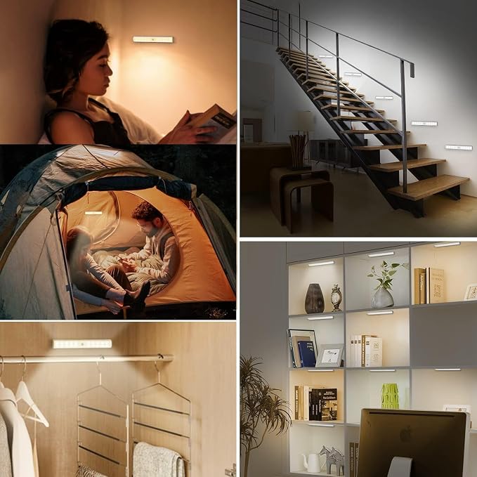 Under Cabinet Lights Wireless, 58-LED Rechargeable Motion Sensor Closet Lights with Remote Control, RGB Color Changing Under Counter Lights for Kitchen, Pantry, Bedroom, Stairs, 4 Pack - Image 9