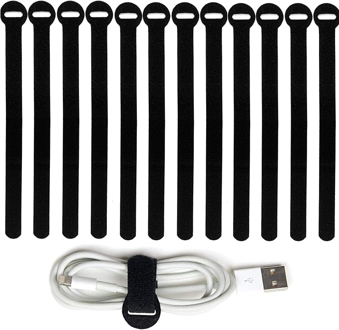 200PCS Reusable Fastening Cable Ties, 6-Inch Cable Straps Cable Management, Multi-Purpose Hook & Loop Cord Organizer Wire Ties, Adjustable Cable Organizer Cord Ties, Microfiber Cloth Straps, Black by HAVEMETD