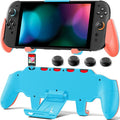 OIVO Grip Compatible with Nintendo Switch 2, Switch 2 Ergonomic Grip Case with Adjustable Stand, Comfort Game Accessories with 5 Game Card Slots and 4 Thumb Caps, Orange Blue by OIVO