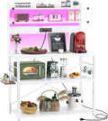 Aheaplus Bakers Rack with Power Outlet & RGB LED, 31.5 In Coffee Bar Table by Aheaplus