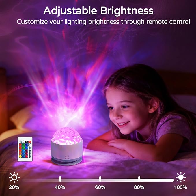 Ocean Wave Projector Light, Rechargeable 16 Color Ocean Lamp Ambient Lighting Night Light Projector Mood Lighting with Dimmable & Remote for Kids Bedroom Teen Girl Gift Room Decor - 2P - Image 4