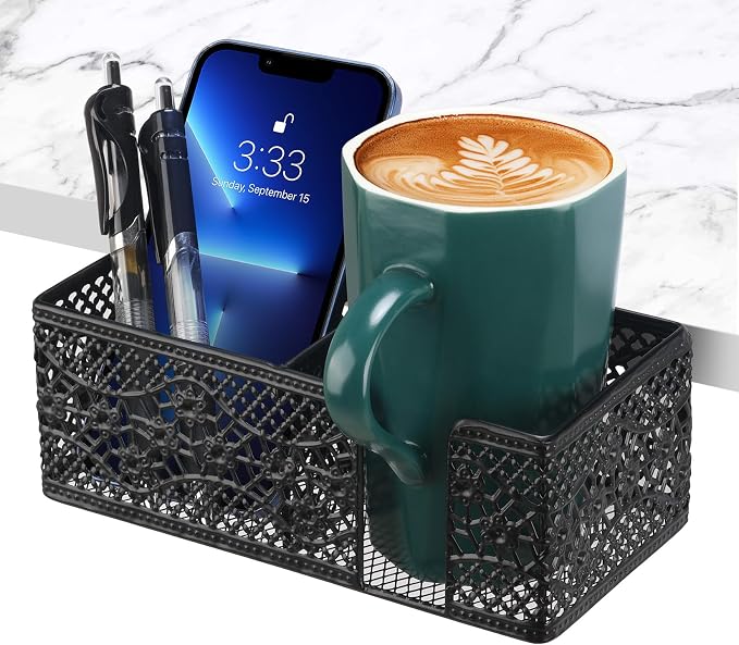 Under Desk Cup Holder, Clamp on Cup Holder Clip Desk Organizer Phone Stand by Aurynns