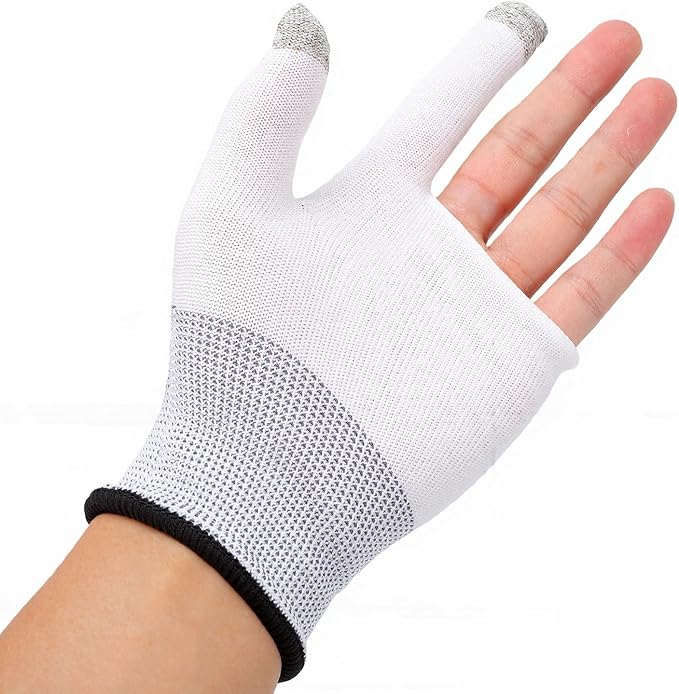 Mobile Gaming Finger Sleeves High Sensitive | Seamless Touchscreen Gloves for Players 2 Pairs Black White (Black White) - Image 8