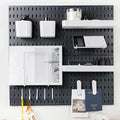 Pegboard Combination Kit for Wall Organizer, Wall Mounted Peg Board Kits for Kitchen, Bedroom, Office, &Bathroom, 4 Pieces Black Pegboards and 14 Accessories, 22" x 22" by RIVTUNTOOLS