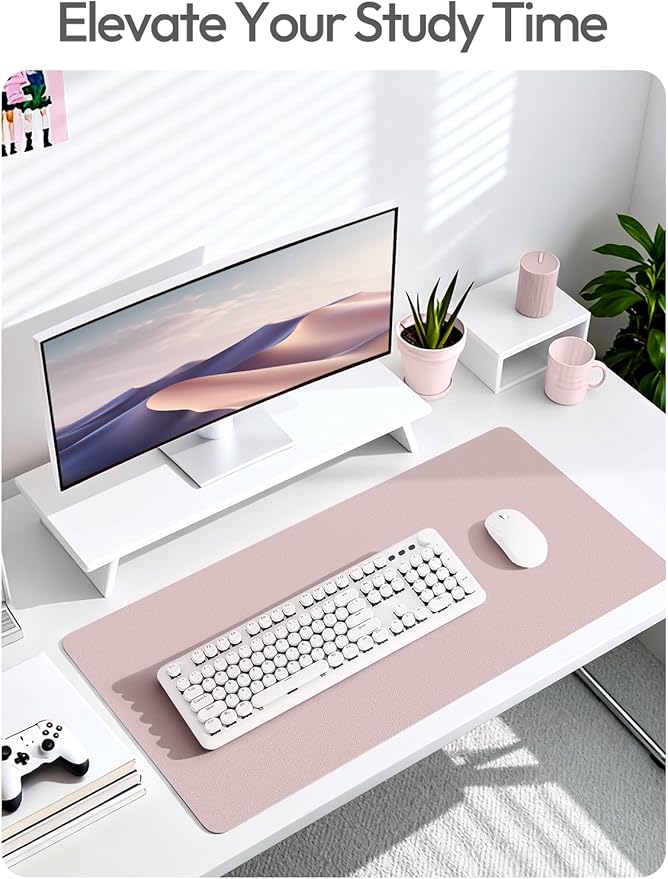 YSAGi Leather Desk Pad Protector, Office Desk Mat, Large Mouse Pad, Non-Slip PU Leather Desk Blotter, Laptop Desk Pad, Waterproof Desk Writing Pad for Office and Home (Grayish Lavender, 23.6" x 13.8") - Image 6