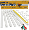 Cord Hider for Wall Mounted TV - Fits 3-4 Cables, 110in Paintable Cable Concealer Kit, Self-Adhesive Wire Cover Channel, Cable Raceway Wire Hider for Power Cords, 7X L15.7in X W1.00in X H0.63in, White by EVZA