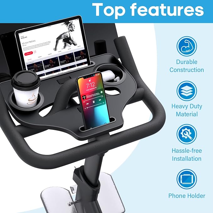Desk Attachment for Peloton Bike (NOT Bike+) Tray Holder for Phone, Cup, Tablet, Ergonomic Platform Tray Accessories for Peloton Spin Bikes - Image 2