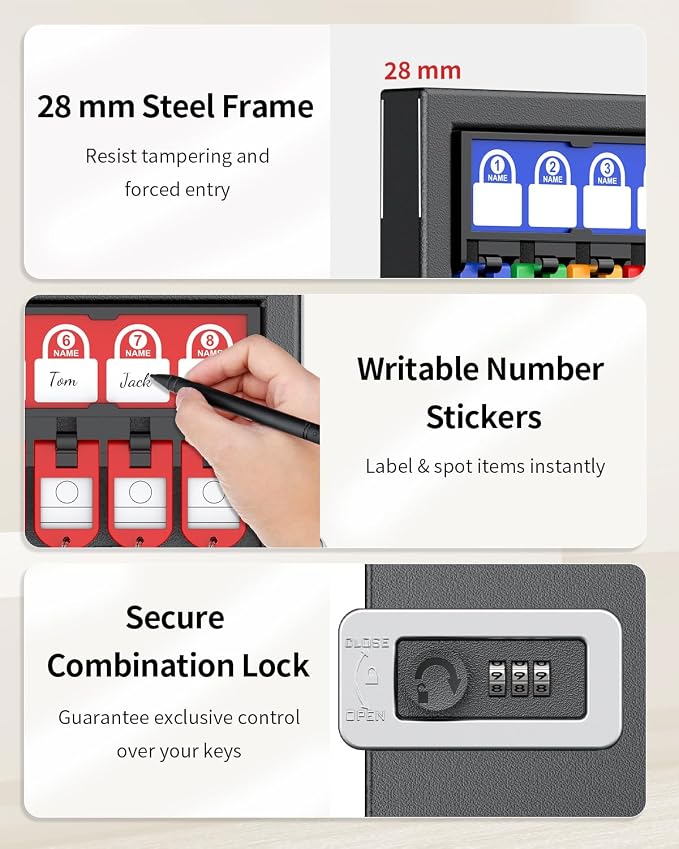 Uniclife 16 Keys Key Lock Box, Wall Mount Key Box, Key Cabinet - Image 7