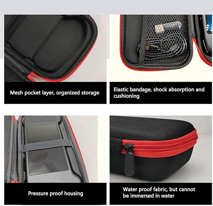 fosa Handheld Game Console Travel Bag, Retro Portable Storage Hard Carry Case with Ergonomic Handle and Mesh Storage Bag, for RG556 RG557 - Image 5