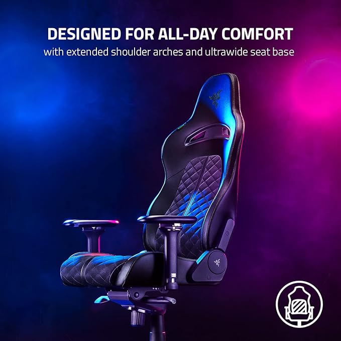 Razer Enki Gaming Chair, Built-in Lumbar Arch, All-Day Comfort, Black | Optimized Cushion Density, Dual-Textured, Eco-Friendly Synthetic Leather, Adjustable 152-degree Recline - Image 4