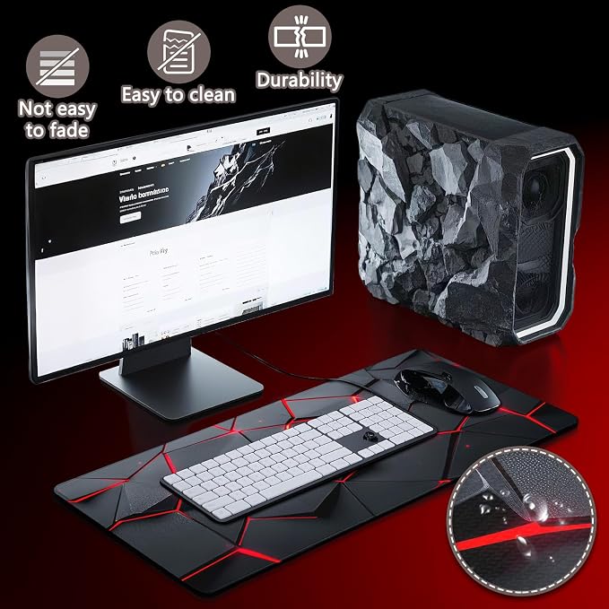 Mouse Pad Gaming - Desk Mat for Keyboard and Mouse - Large Mouse Pads for Desk, Gaming Mousepad with Non-Slip Base, Desks Pad (31.5" X 11.8") for Game, Office and Home - Image 4