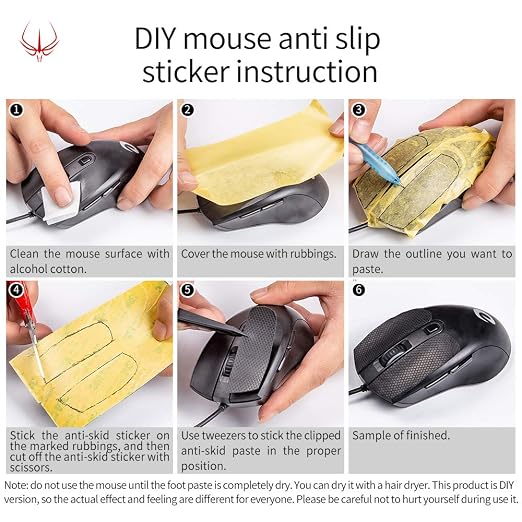 HOTLINEGAMES New 2.0 DIY Version Mouse Anti Slip Grip Tape for Gaming Mouse Skins,Sweat Resistant,Cut to Fit,Easy to Apply,Professional Mice Upgrade Kit - Image 7