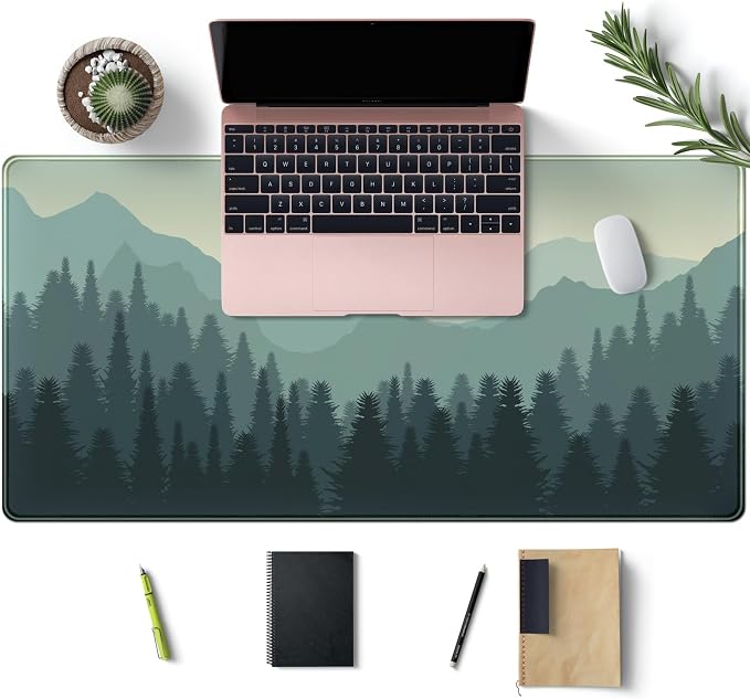 Forest Desk Mat Green Nature Large Mouse Pad XXL 31.5''X 15.7'' Landscape Aesthetic Desk Pad Gaming Mousepad Big Keyboard Mouse Mat for Laptop Computer Office Decor - Image 3