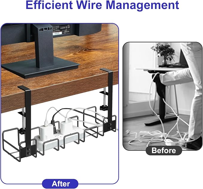 OneLeaf Under Desk Cable Management Tray - No Drill Wire Management Rack - Image 5