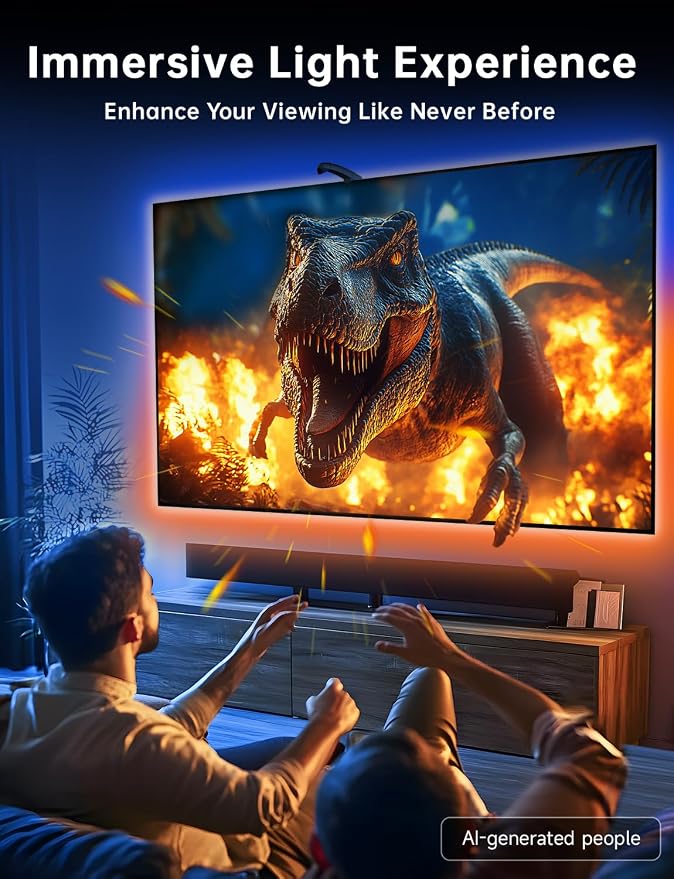 FFJ TV LED Backlight with Sensor, 14.7ft Cuttable RGB Lights that Change with TV for 55-65 Inch Screen and PC Monitor, Smart App Control, Game & Music Sync Color Changing Light - Image 3