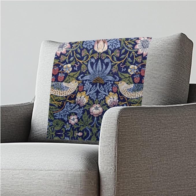 Strawberry Thief Artwork Headrest Cover for Small Recliner 26x16 Inch 2 Pcs - Easy Install Decoration Polyester Slipcover, Non-Slip Breathable Protector with Nails for Home/Office by ZCFYGDX