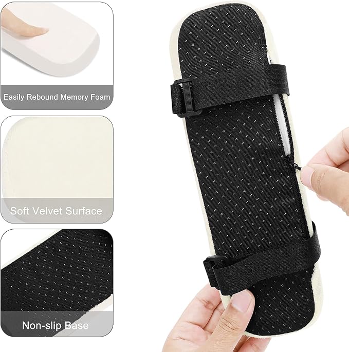 MOSISO Chair Armrest Pads, Home/Office Chair Arm Rest Covers, Beige | 2 Pack Memory Foam Comfy Computer Gaming Elbow Cushion, Removable Washable Elbow, Support Forearm Pressure Relief - Image 2