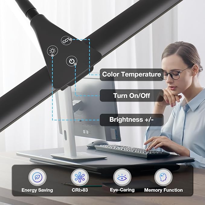 Hensam Desk Lamps for Home Office, Adjustable LED Desk Light with Clamp - Image 6