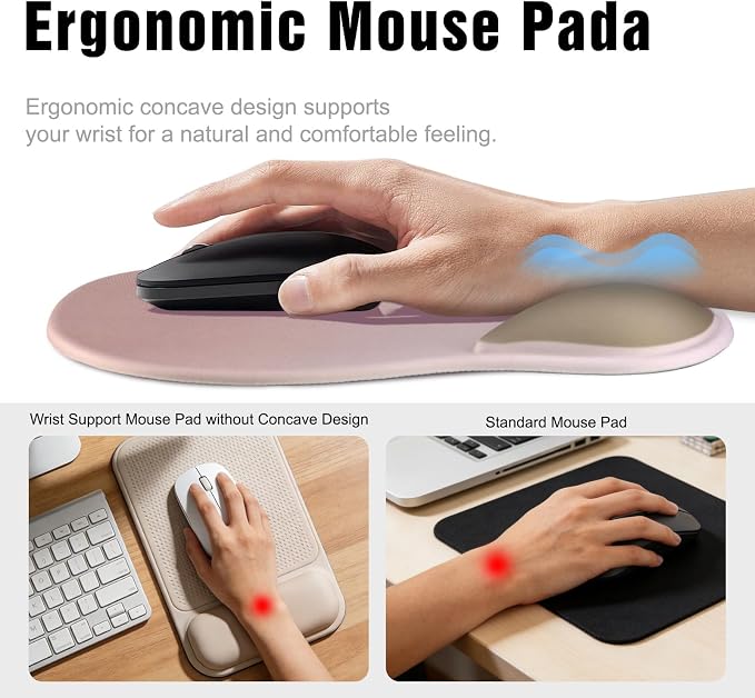Ergonomic Mouse Pad with Wrist Rest - Gel Wrist Support Mousepad with Non-Slip PU Base for Computer, Laptop, Office & Home - Image 3