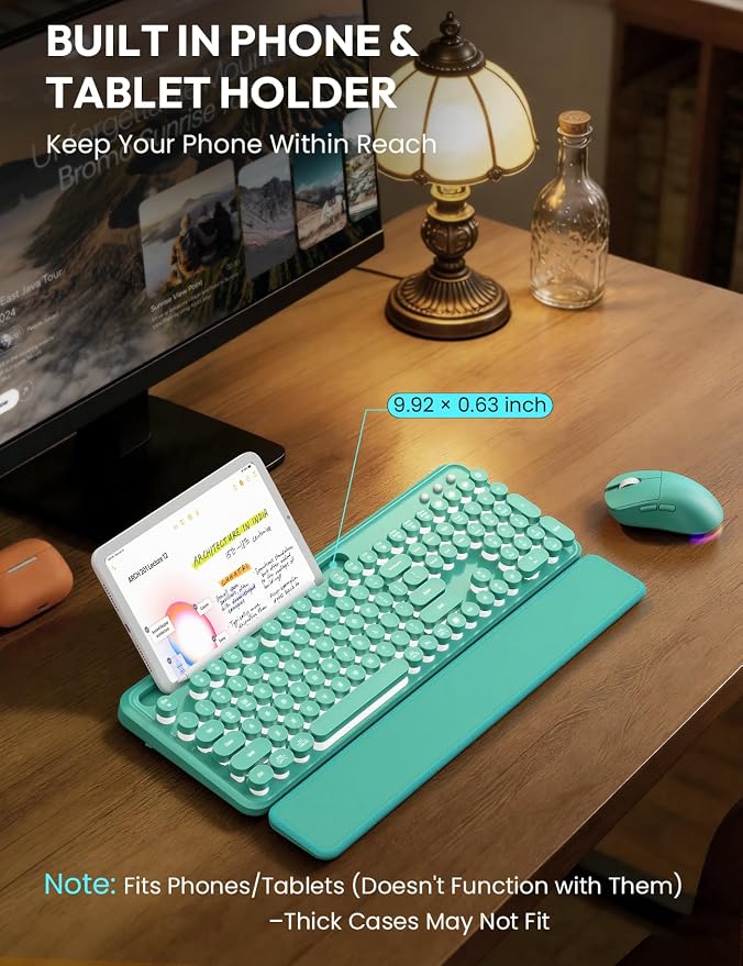 Wireless Keyboard and Mouse, Backlit Typewriter with Magnetic Wrist Rest - Image 4