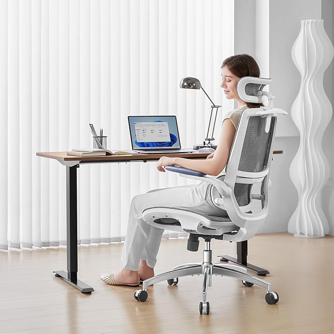 SIHOO M59AS Ergonomic Office Chair, Dual Backrest, Adaptive Lumbar Support | 3D Flip-Up Armrests, FULL Breathable Mesh, Reinforced Aluminum Base, 330 lb, Comfort That Moves With You, Grey - Image 2