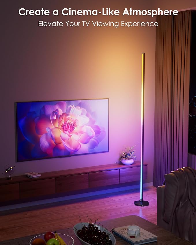 Corner Floor Lamp, 65" RGB Color Changing Mood Light with Remote Control, Dimmable LED Corner Lamp with Music Sync, Modern Floor Lamp for Living Room Gaming Room - Image 6