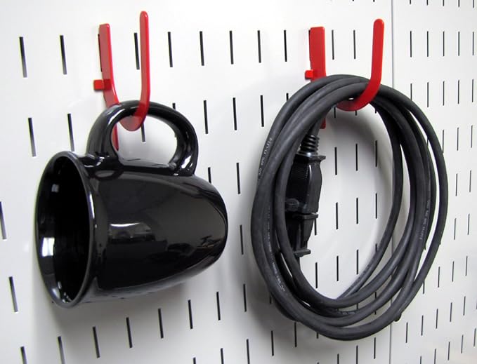 Wall Control KT-200-DLX R Slotted Storage Panel Deluxe Hook Kit, Red - Image 9