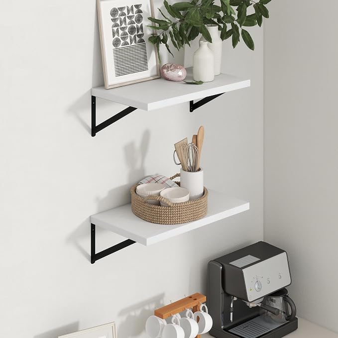 Axeman Deep Floating Shelves - 20 Inch White Floating Shelves Set of 2-12 Inch Deep Wood Wall Shelves for Living Room Bathroom Kitchen - Image 7