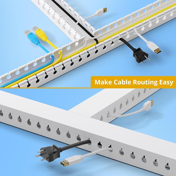 1.2" H x 1.6" W Cable Management Raceway, 132in Under Desk Channel, White - Image 5