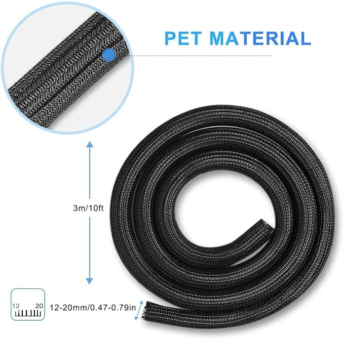 AGPTEK Cable Sleeve, 10ft - 4/5 inch Cable Management Cord Hider, Black - Image 9